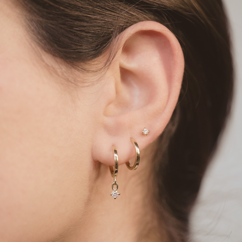 Huggie Round Diamond Earring