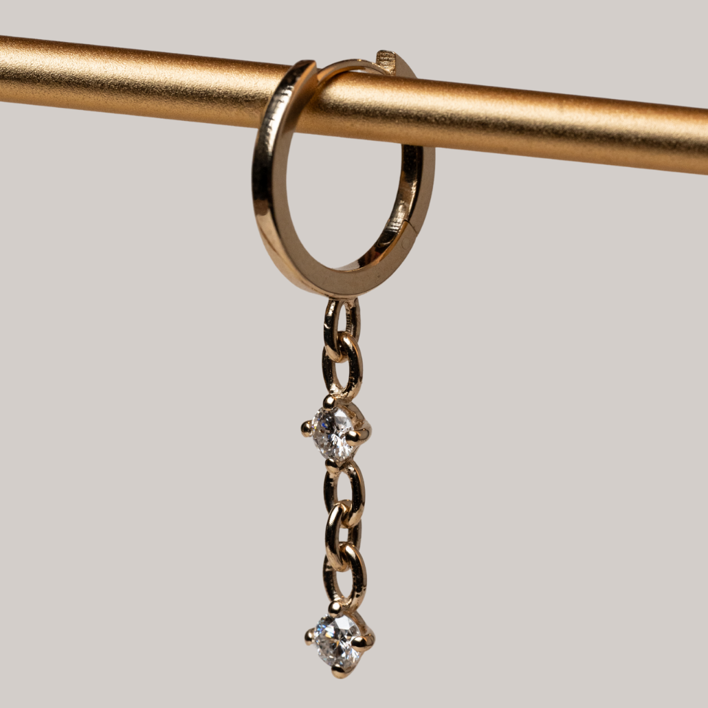 Huggie Double Diamond Earring