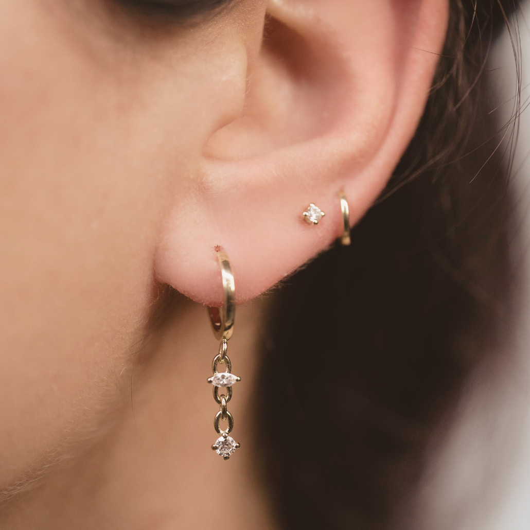 Huggie Mixed Diamond Earring